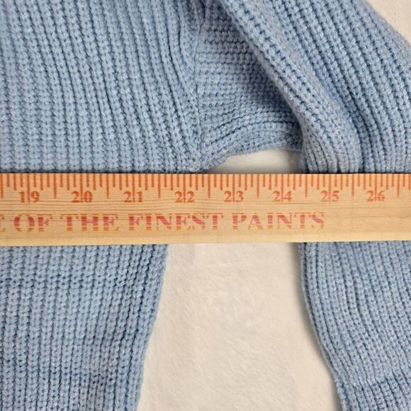 Cold Shoulder Rib Knit Sweater Women Small Blue Viscose Blend Strap Pullover - Picture 9 of 10
